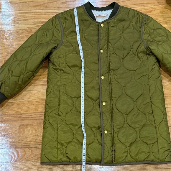 Tory Burch Shiny Green Quilted Puffer Jacket Plush Fleece Lined - Picture 10 of 10